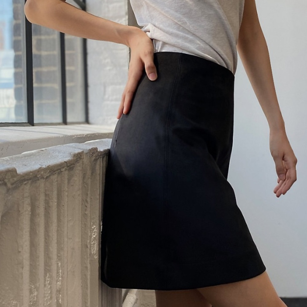 Modern Mini Skirt Black Faux Suede ✨ LIKE NEW